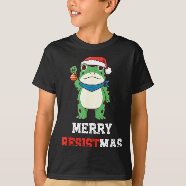Camiseta Funny Litical Frog Christmas Merry Resistmas 2025  (Anverso)