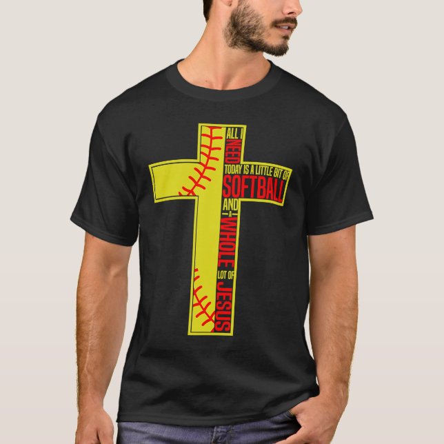 Camiseta Funny Little Bit Of Softball Whole Lot Of Jesus (Anverso)