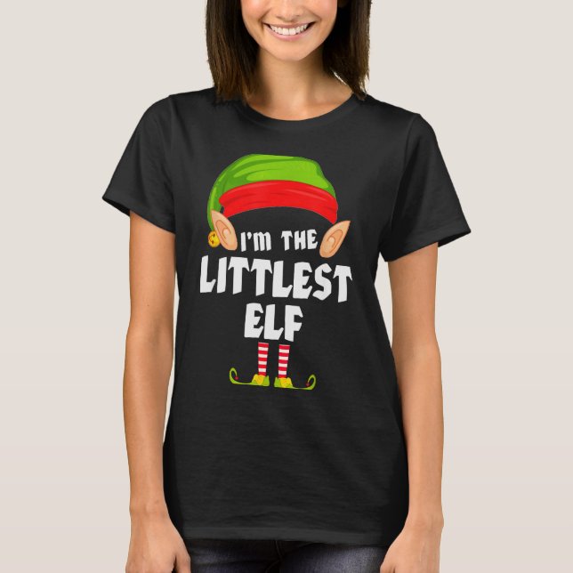 Camiseta Funny Littlest Elf Matching Family Group Pj Christ (Anverso)