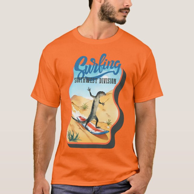 Camiseta Funny lizard surfing summer southwestern desert (Anverso)