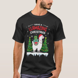 Camiseta Funny Llama Santa Hat Navidades Pajamas Alpaca Lla