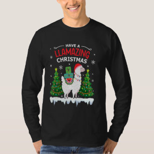 Camiseta Funny Llama Santa Hat Navidades Pajamas Alpaca Lla