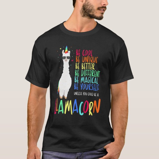Camiseta Funny Llamacorn Divertida Cute Llama Unicornios Da (Anverso)