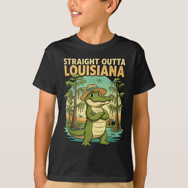 Camiseta Funny Louisiana Alligator Retro Wildlife Travel Ba (Anverso)