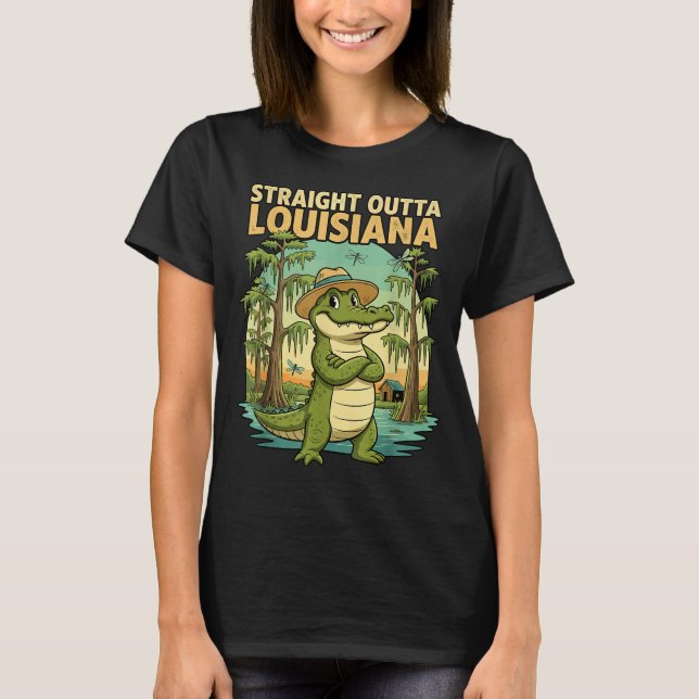 Camiseta Funny Louisiana Alligator Retro Wildlife Travel Ba (Anverso)