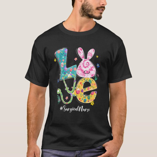 Camiseta Funny LOVE Bunny Surgical Nurse Easter Day Stethos (Anverso)