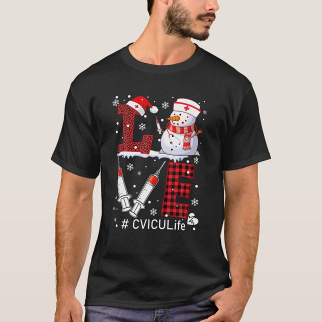 Camiseta Funny Love CVICU Life Snowman Nurse Stethoscope Sy (Anverso)