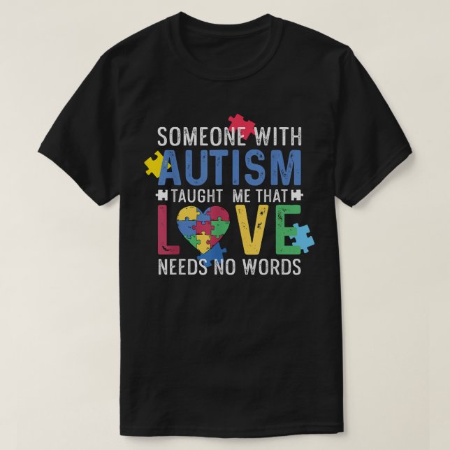 Camiseta Funny Love Needs No Words - Autism Awareness  (Diseño del anverso)