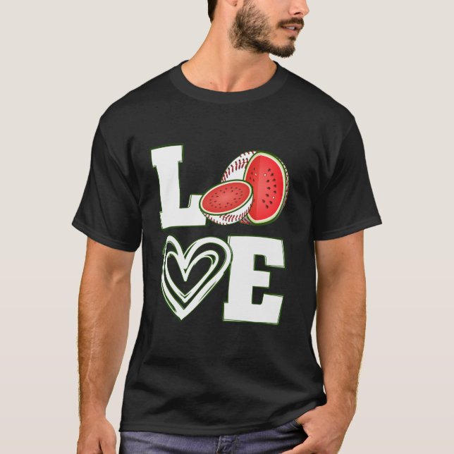 Camiseta Funny Love Watermelon Baseball Tropical Melon Summ (Anverso)