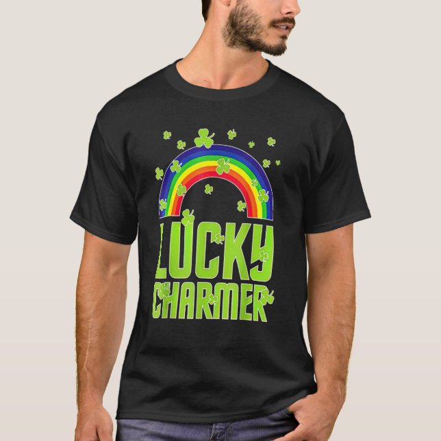 Camiseta funny Lucky Charmer shamrock charm St patricks day (Anverso)