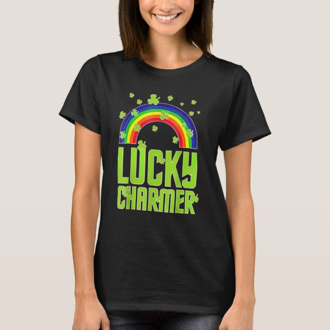 Camiseta funny Lucky Charmer shamrock charm St patricks day (Anverso)