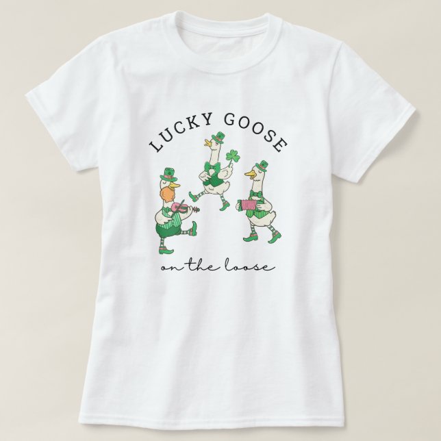 Camiseta Funny Lucky Dancing Geese St Patrick's (Diseño del anverso)