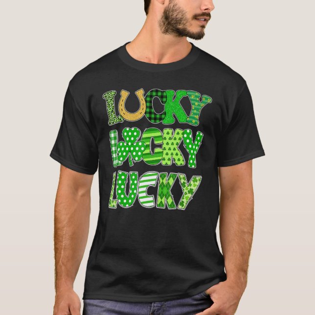Camiseta Funny Lucky Shamrocks Happy St Patricks Day Family (Anverso)