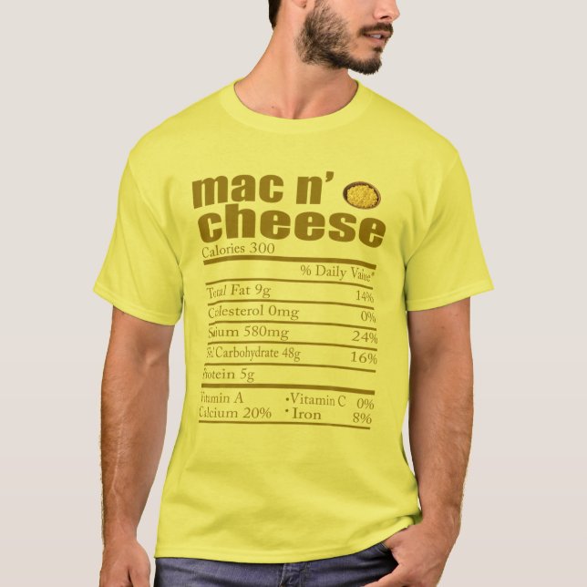 Camiseta Funny Mac Y Cheese Nutrition Facts Thankending (Anverso)