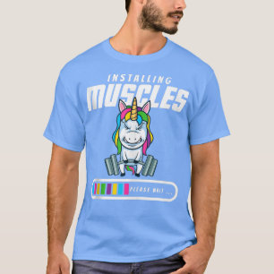 Camiseta Funny Magical Unicornio Levantando Músculos L