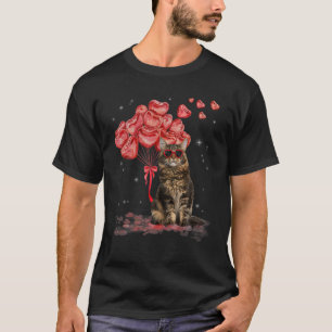 Camiseta Funny Maine Coon Heart Día de San Valentín Cat Dad