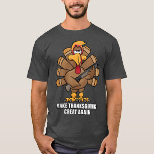 Camiseta Funny Make Thanksgiving Great Again Turkey Cartoon