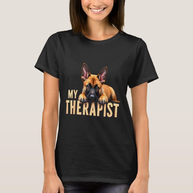 Camiseta Funny Malinois Puppy My Therast Belgian Shepherd D (Anverso)