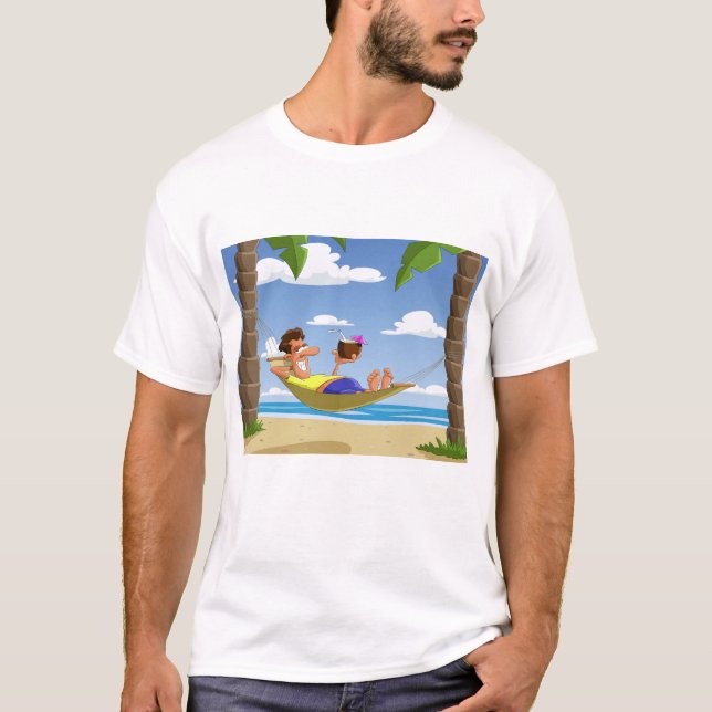 Camiseta Funny Man Relaxing in Beach Hammock (Anverso)