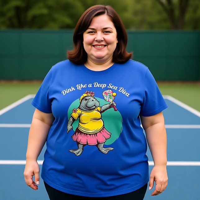 Camiseta Funny Manatee Pickleball (Funny Manatee Pickleball T-Shirt, custom text)