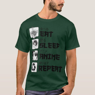 Camiseta Funny Manga Teenagers Shirt Eat Sleep Anime Repeat