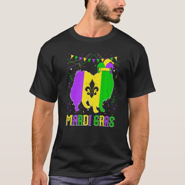 Camiseta Funny Mardi Gras American Eskimo Dog Dad Mom Mardi (Anverso)