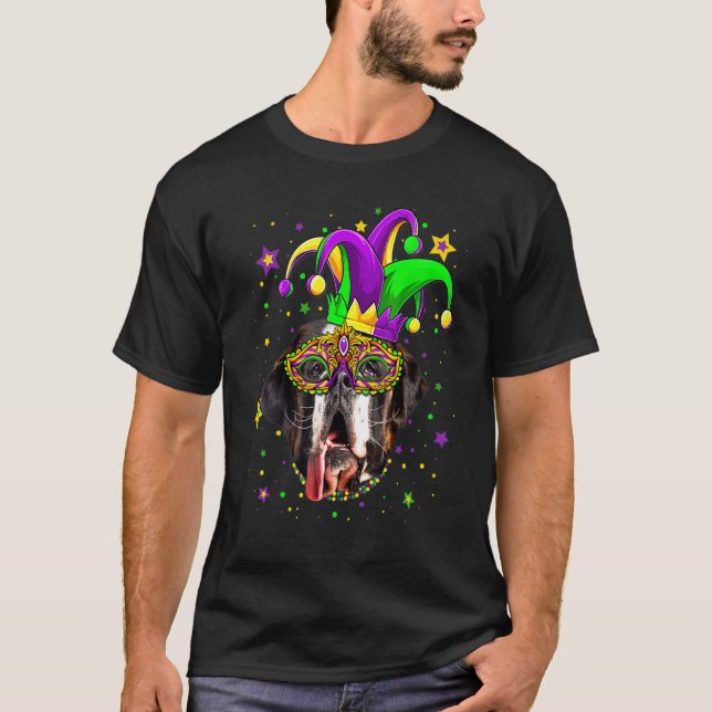 Camiseta Funny Mardi Gras Bernard Dog Beads Mask Mardi Gras (Anverso)