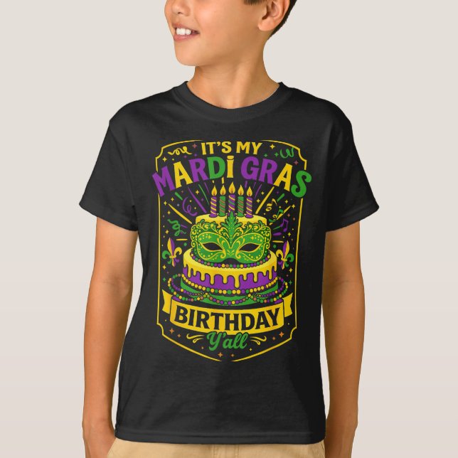 Camiseta Funny Mardi Gras Birthday Y’all Cake Carnival Cele (Anverso)