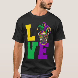 Camiseta Funny Mardi Gras Bulldog de ropa de perro ama a ma