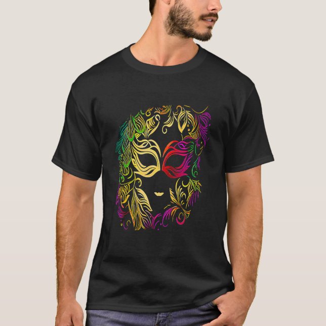 Camiseta Funny Mardi Gras Carnival parade with beads party  (Anverso)