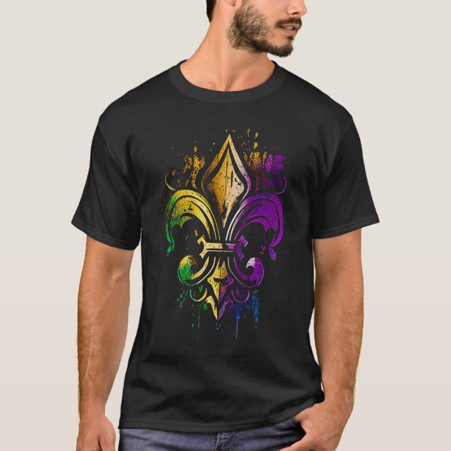 Camiseta Funny Mardi Gras Carnival parade with beads party  (Anverso)