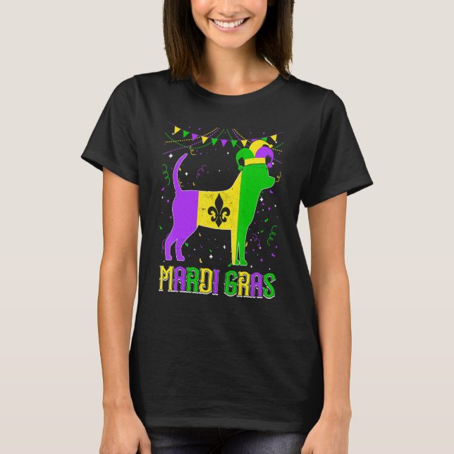 Camiseta Funny Mardi Gras Chihuahua Dog Dad Mom Mardi Gras (Anverso)