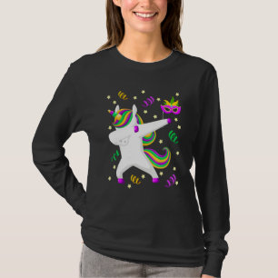 Camiseta Funny Mardi Gras Dabbing Unicorn Dab Cance Mask