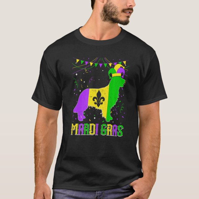 Camiseta Funny Mardi Gras Golden Retriever Dog Dad Mom Mard (Anverso)