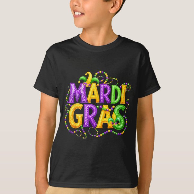Camiseta Funny Mardi Gras Parade Jester Hat Beads Men Women (Anverso)