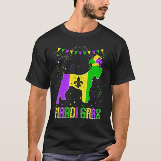 Camiseta Funny Mardi Gras Schnauzer Dog Dad Mom Mardi Gras (Anverso)