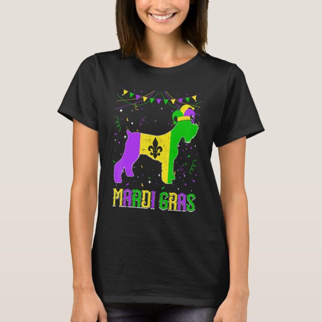 Camiseta Funny Mardi Gras Schnauzer Dog Dad Mom Mardi Gras (Anverso)