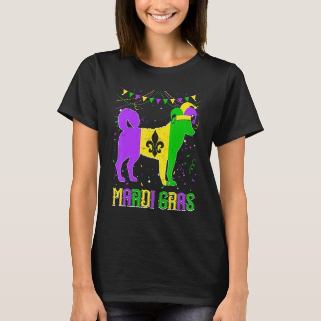 Camiseta Funny Mardi Gras Siberian Husky Dog Dad Mom Mardi  (Anverso)