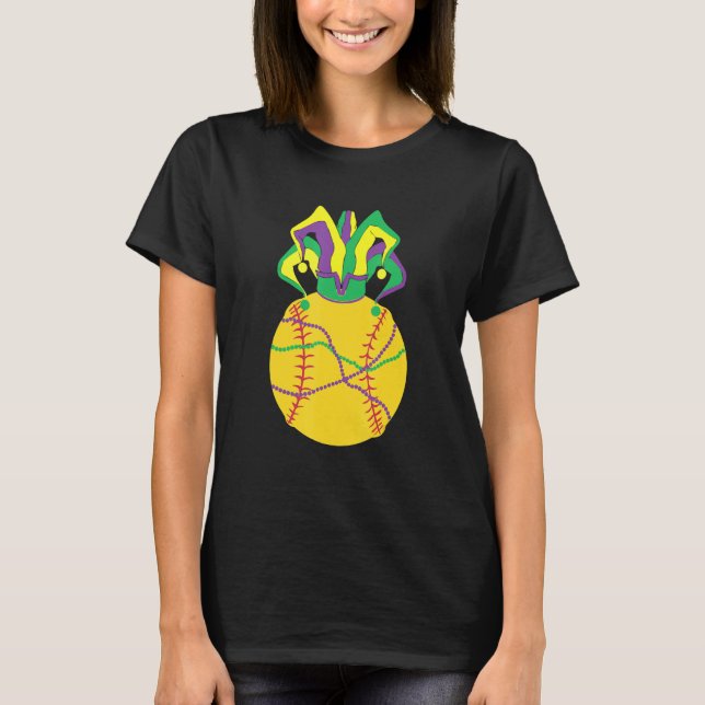 Camiseta Funny Mardi Gras Softball Jester Gorra Funny Festi (Anverso)
