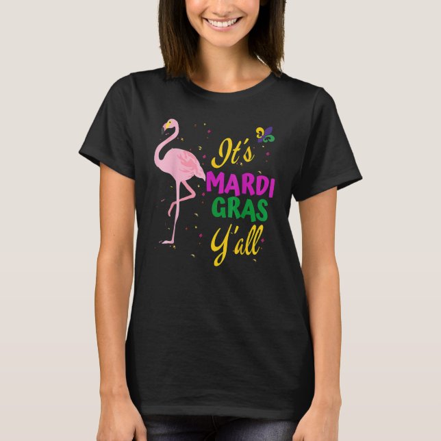 Camiseta Funny Mardi Gras Y'anll Flamingo New Orleans Festi (Anverso)
