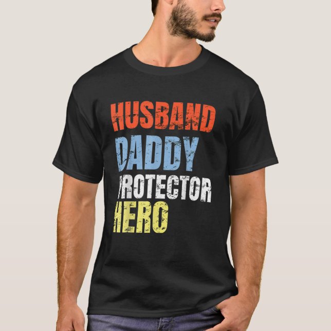 Camiseta Funny marido papá protector héroe padre cumpleaños (Anverso)