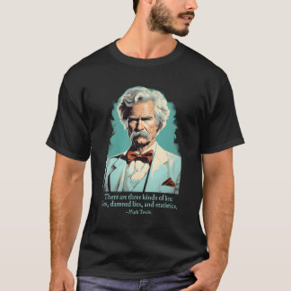 Camiseta Funny Mark Twain Humorismo estadounidense miente e