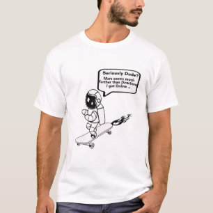 Camiseta Funny Mars Directions Astronauta Skateboard Meme