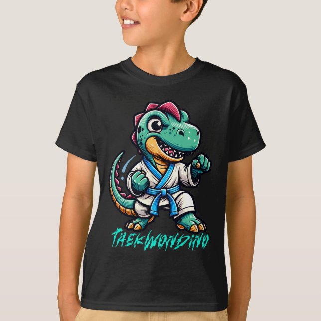 Camiseta Funny Martial Arts Karate Taekwondo Dino Animal Cu (Anverso)
