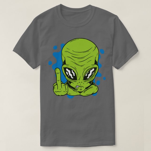 Camiseta Funny Martian Flipping Middle Finger (Diseño del anverso)