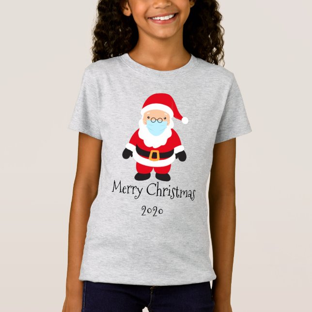 Camiseta Funny máscara de la cara navideña de Santa Merry 2 (Anverso)