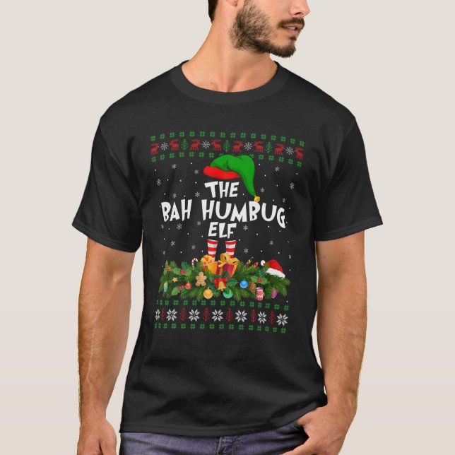 Camiseta Funny Matching Family Ugly The Bah Humbug Elf Chri (Anverso)