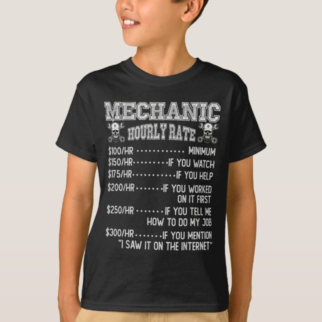 Camiseta Funny Mechanic Hourly Rate Joke Design  (Anverso)