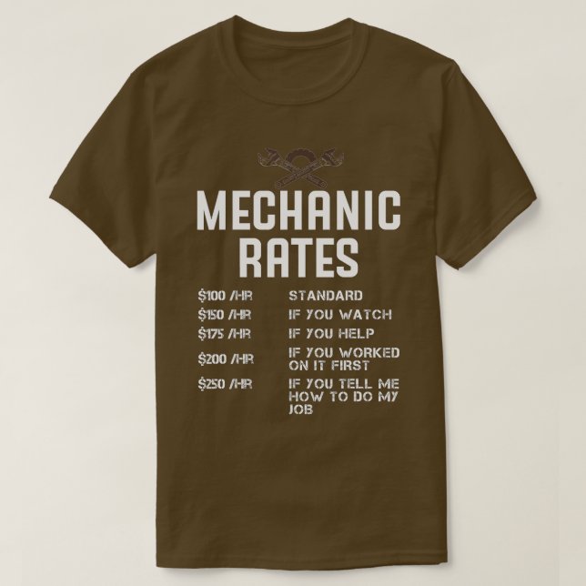 Camiseta Funny Mechanic Hourrate Auto Reparación Automática (Diseño del anverso)