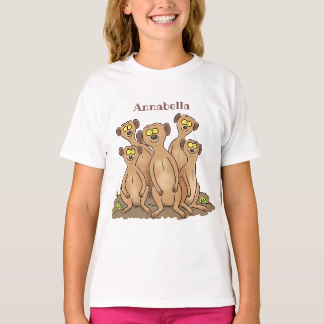 Camiseta Funny meerkat ilustracion personalizado familiar (Anverso)